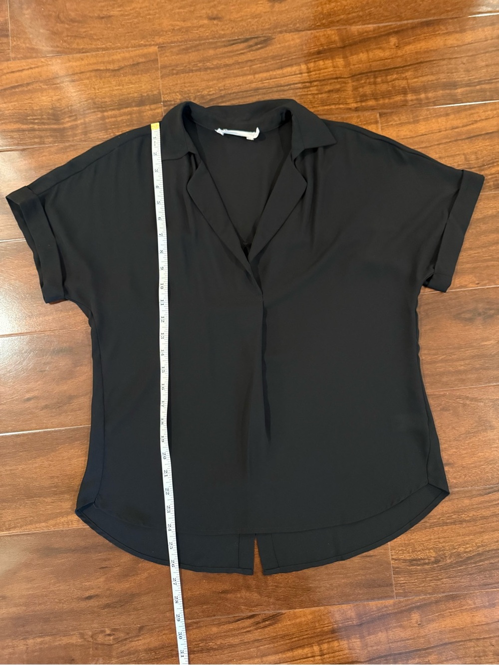 Black button back blouse